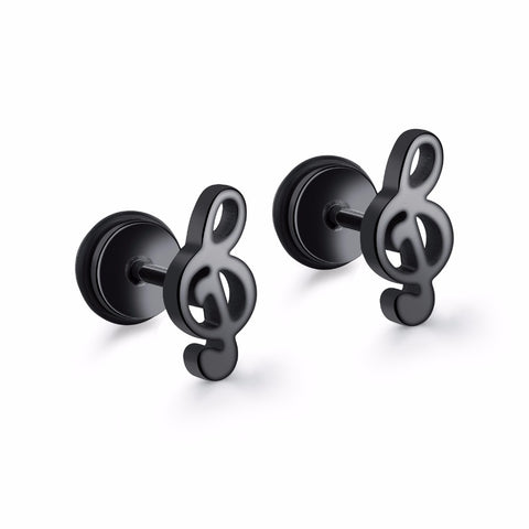 Fashion Music Note Stainless Steel Stud Earrings For Women
