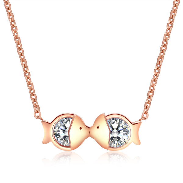 Mini Kissing Fish Stainless steel Women Necklace