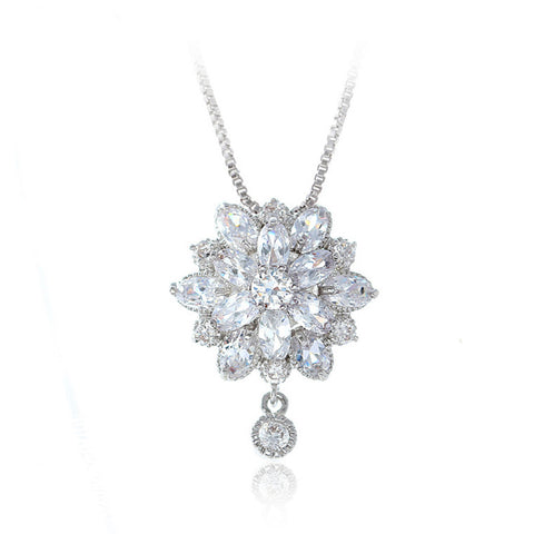 Charm wedding Necklace silvery color Pendant