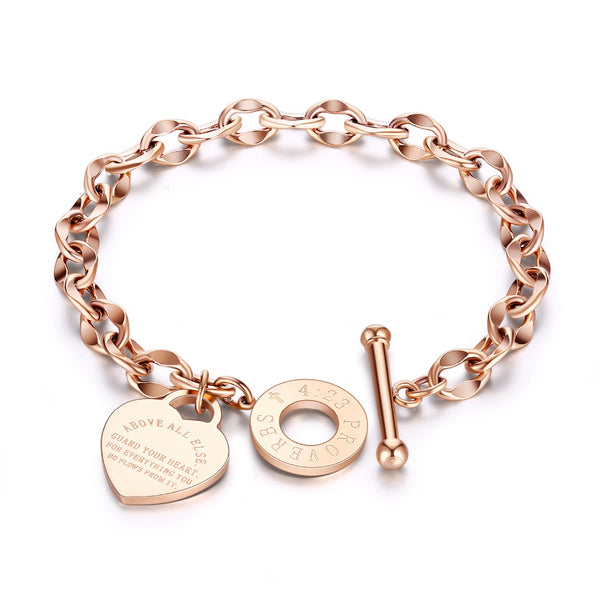 Romantic Stainless Steel Heart Bangles Bracelet