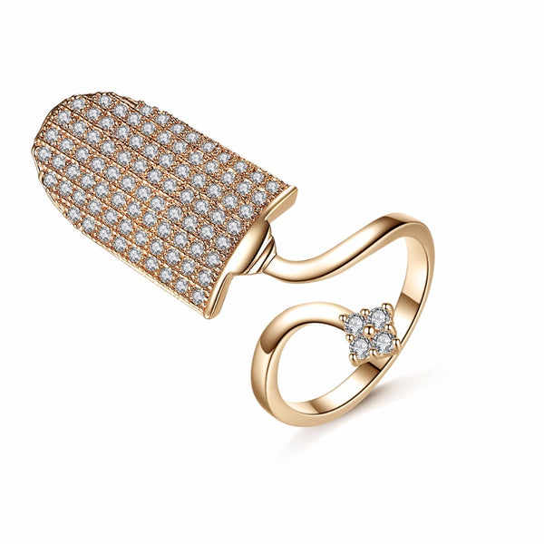 Fashion Flower Paved Cubic  Finger Ring