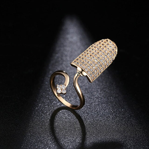 Fashion Flower Paved Cubic  Finger Ring