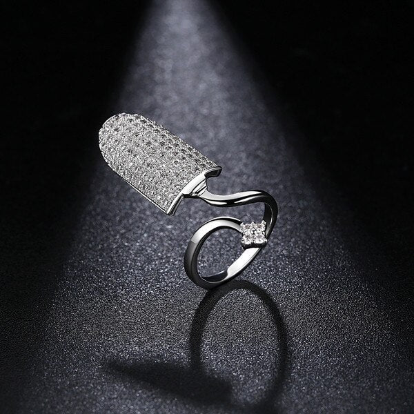 Fashion Flower Paved Cubic  Finger Ring