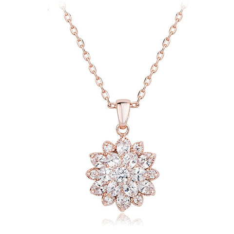 New Clear Cubic Zirconia Flower Necklace