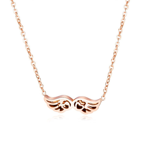 Rose Gold Color Wing Heart Necklace
