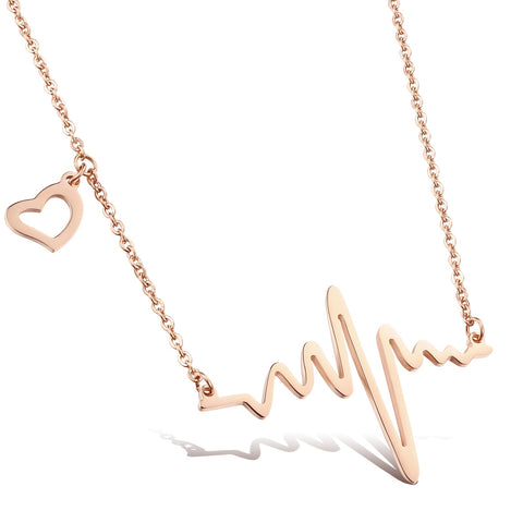 Romantic Rose Gold color Heart Necklace