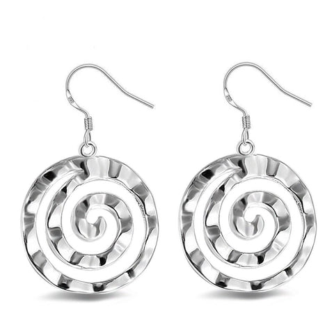 Simple wave Spiral Dangle Earring for