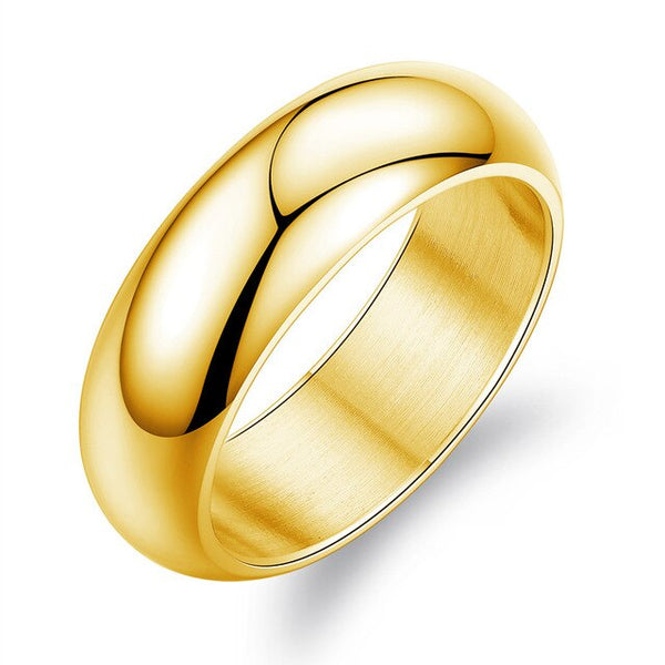 Simple Smooth steel/Gold Color Stainless Steel Ring