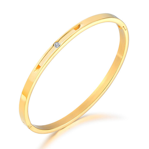 Simple Rose Gold Color Cuff Bangles Bracelet For Women