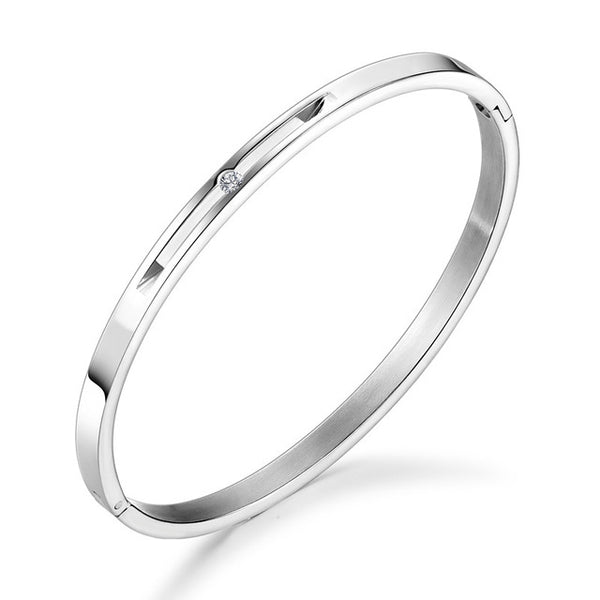 Simple Rose Gold Color Cuff Bangles Bracelet For Women