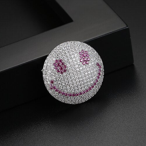 Fashion Cute Face Smile Round Shape Broochs