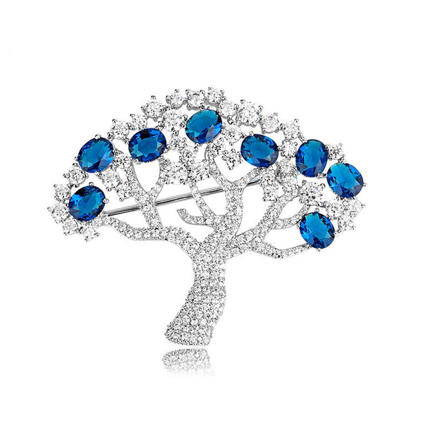 Luxury Cubic Zirconia Crystal Apple Tree Women Brooches Bridal Wedding Party Brooch Pin Charm Elegant Jewelry Accessories Gift