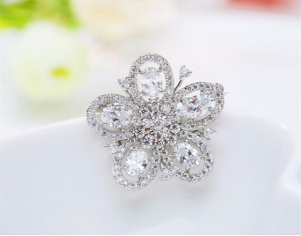 Luxury Cubic Zircon Crystal with Pearl square Brooch Pin Fashion Elegant Women Rose Gold-Color Party Brooches Jewelry Gift