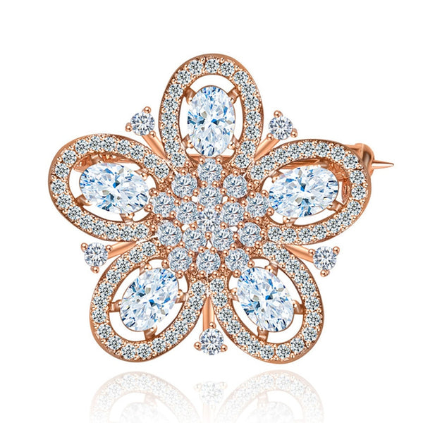 Fashion Flower Cubic Zircon Crystal Brooches