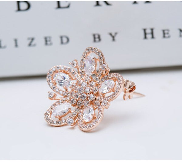 Fashion Flower Cubic Zircon Crystal Brooches