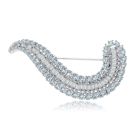 Luxury simple Cubic Zircon Crystal Hook Shape women Brooches