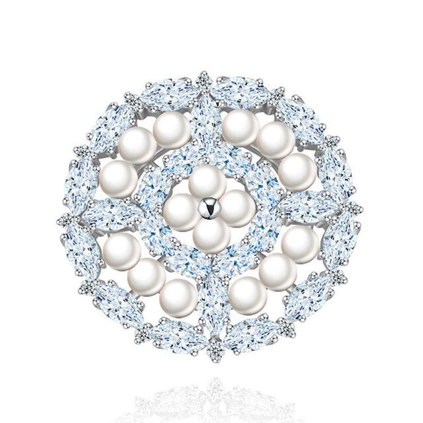 Fashion Big Round Women Brooches Zircon Crystal