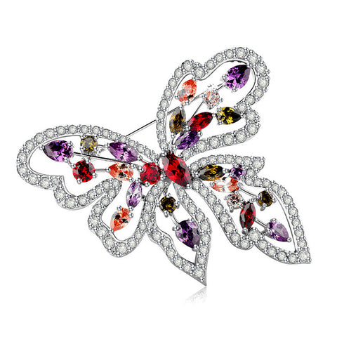 Luxury Elegant Colorful Zircon Crystal Butterfly Brooch