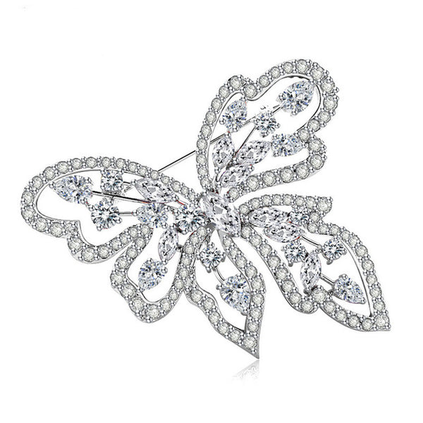 Luxury Elegant Colorful Zircon Crystal Butterfly Brooch